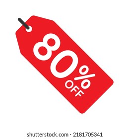 80 percent off tag vector icon on white background