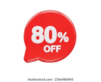 80 percent off text effect 3d rendering illustration