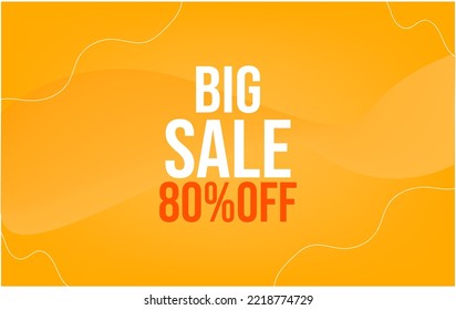 80 percent off. Yellow banner with white wavy lines for promotions and offers.