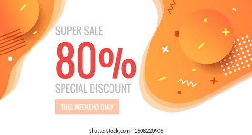 80 Percent Offer Background with abstract shapes. For holiday finances design templates