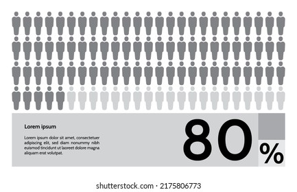 80 percent people population demography, diagram, infographics concept, element design. Vector illustration