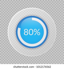 80 percent pie chart on transparent background. Percentage vector infographics. Circle diagram isolated. Business illustration icon for marketing project, finance, financial report, web design