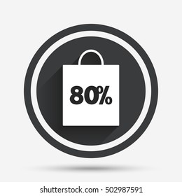 80 percent sale bag tag sign icon.