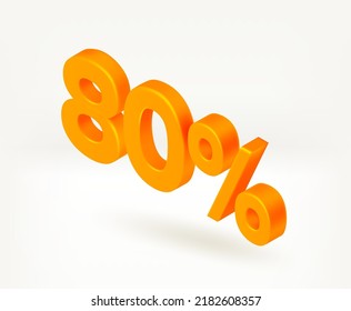 80 percent season discount concept. Vector 3d isometric label
