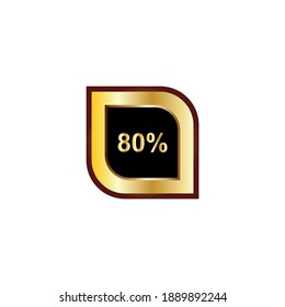 80 percent sign vector design with gold gradient color
