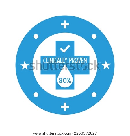 80% percentage  clinically proven vector icon. Clinically tested, approved, vector badge. Clinically proven guaranteed result icon. Sticker, label or stamp vector.