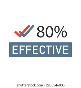 80% percentage effective sign label vector art illustration with fantastic font and green color stamp. Isolated on white background