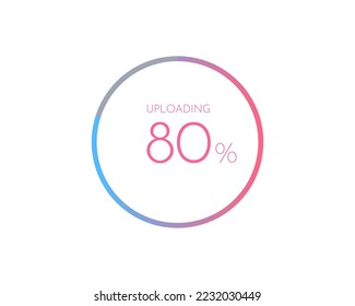 80 percentage uploading, pie chart for Your documents, reports, 80% circle percentage diagrams for infographics