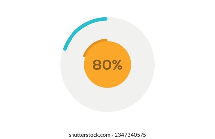 80% pie chart template, pie chart 80% vector, pie chart illustration