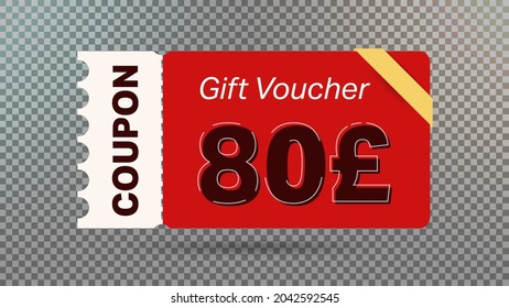 80 Pound coupon promotion sale for website, internet ads, social media.Big sale and super sale coupon code Pound 80 discount gift voucher coupon vector illustration summer offer ends weekend