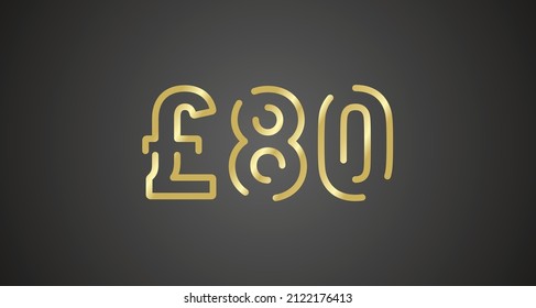 80 libras Sterling Internet promoción de la venta oferta venta gran venta y súper venta código de cupón oro £80 descuento regalo cupón de cupón negro fondo