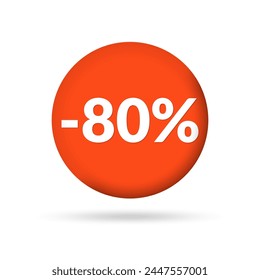 80% price off sticker, badge or label set. 80 percent sale. Discount tag or icon design. Vector illustration.