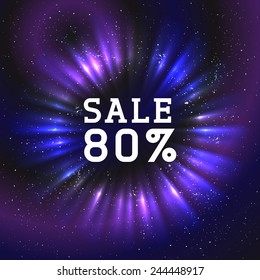 80% Sale Badge on cosmic background