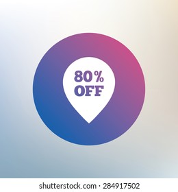 80% sale pointer tag sign icon. Discount symbol. Special offer label. Icon on blurred background. Vector