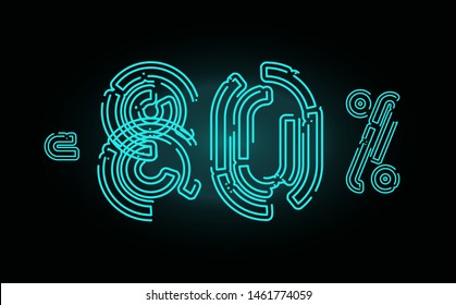 80% Sale poster concept. Eighty percent discount banner design template for marketing, business, advertising and web. Vector graphic.