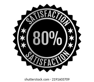 80% Satisfacción Signo Vector fondo transparente Color plateado