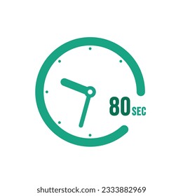 80 Seconds timers Clocks, Timer 80 sec icon, countdown icon. Time measure.