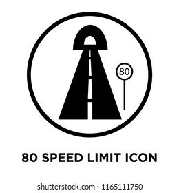 80 Speed Limit icon vector isolated on white background, 80 Speed Limit transparent sign