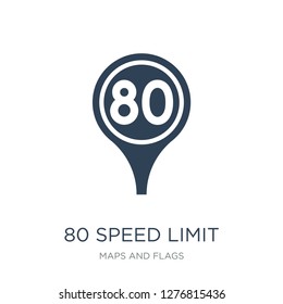 80 speed limit icon vector on white background, 80 speed limit trendy filled icons from Maps and Flags collection, 80 speed limit vector illustration