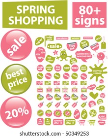 80 + spring shopping signs & stickers. vector