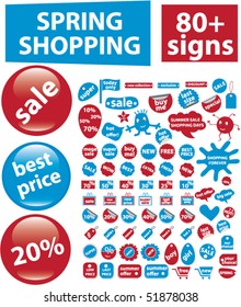 80 spring shopping signs. vector