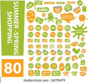 80 summer-spring shopping symbols vector set