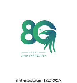 80 th Anniversary Bird Model Vector Template Design Illustration