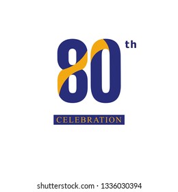 80 th Anniversary Celebration Orange Blue Vector Template Design Illustration