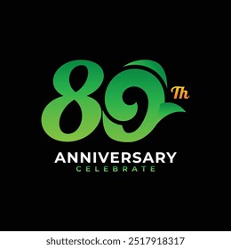 80. Modern Anniversary Celebration Number Design Collection Grün