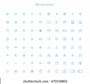 80 Trendy Thin Line Icons for web and mobile Set
