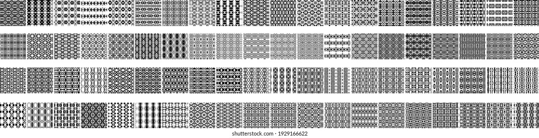  80 Universal different geometric seamless patterns. Endless vector texture can be used for wrapping wallpaper, pattern fills, web background,surface textures. Set of monochrome ornaments