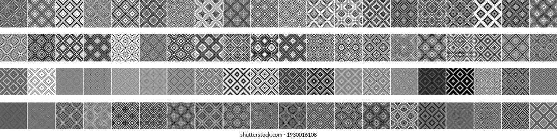 80 Universal different geometric seamless patterns. Endless vector texture can be used for wrapping wallpaper, pattern fills, web background,surface textures. Set of monochrome ornaments.