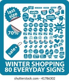 80 winter shopping signs. vector