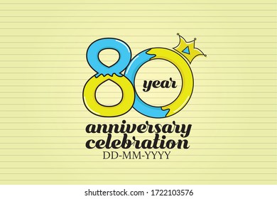 80 year anniversary cartoon, sweet style, candy look, for background - vector