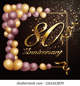 80 year anniversary celebration background banner design with luxury decoration. Vector illustration