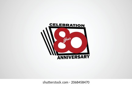 80 Year Anniversary Celebration, Book Design Style Black And Red Color For Event, Birthday, Giftcard, Poster-vector