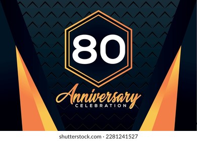 80 year anniversary celebration logo design with elegance double orange line on luxury background