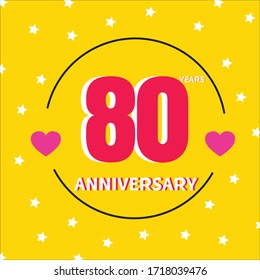 Celebración del 80 aniversario, diseño vectorial para celebraciones, tarjetas de invitación y tarjetas de felicitación