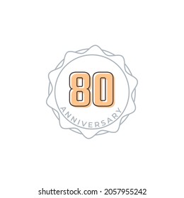 80 Year Anniversary Celebration Vector Badge. Happy Anniversary Greeting Celebrates Template Design Illustration