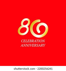 80 Year Anniversary Celebration Vector Template Design Illustration