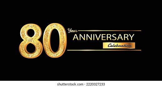 Jubiläum des 80-jährigen Jubiläums Vector Design. Feierlichkeiten zum 80. Jahrestag. Gold Luxury Banner des 80. Jubiläums gefeiert mit glitter 3D. Vektor-Jubiläum