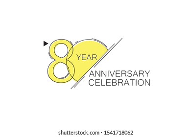 80 year Anniversary comical look, simple line art, Sleek and Clean Design   - Vector