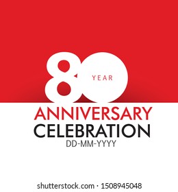 80 Year Anniversary Concept Red Color and White, For Invitation, banner, ads, greeting card - Vector