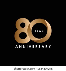 80 Year Anniversary Design Logo Illustration