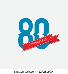 80 Year Anniversary Design Template, Vector Illustration
