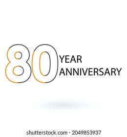 80 Year Anniversary Elegant Vector Template Design Illustration