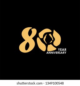 80 Year Anniversary Flower Vector Template Design Illustration