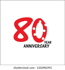 80 Year Anniversary Label Vector