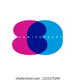 80 Year Anniversary Logo, Color, Vector Template Design element for birthday, invitation, wedding, jubilee and greeting card illustration.