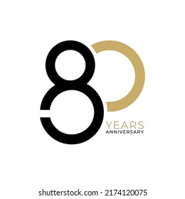 Logo de 80 Aniversario, Color dorado, elemento Diseño de plantilla vectorial para cumpleaños, invitación, boda, jubileo e ilustración de tarjeta de saludo.